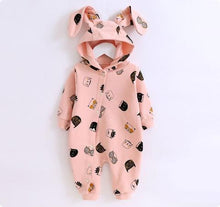 RABBIT HOODED JUMPSUIT FOR BABIES
