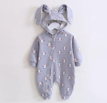 RABBIT HOODED JUMPSUIT FOR BABIES