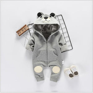 ADORABLE BEAR LONG SLEEVE HOODED JUMPSUIT FOR BABY (UNISEX)