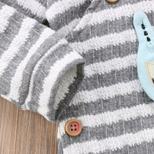 STYLISH FOX APPLIQUED STRIPED HOODED JUMPSUIT FOR BABIES