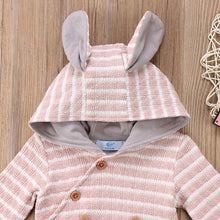 STYLISH FOX APPLIQUED STRIPED HOODED JUMPSUIT FOR BABIES