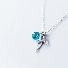 Tiny Piece of the Ocean 925 Sterling Silver Mermaid Necklace