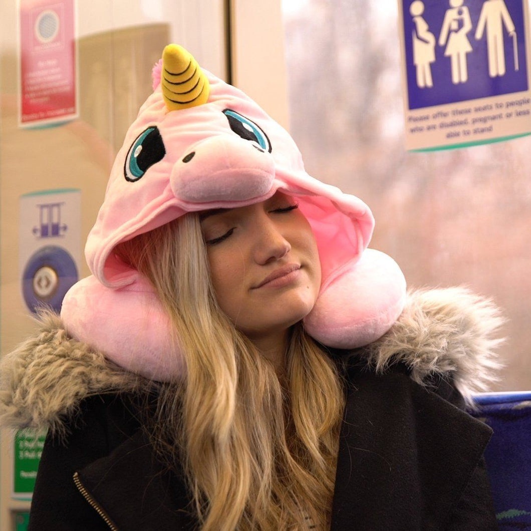 HOODED UNICORN TRAVEL PILLOW